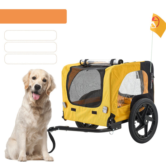 Yellow Outdoor Heavy Duty Foldable Practical Pet Stroller Dog Carrier