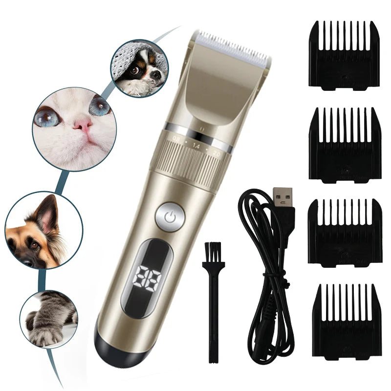 Professional Cat Dog Hair Clipper All Metal Rechargeable Pet Trimmer