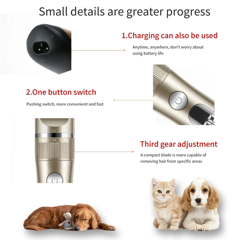 Professional Cat Dog Hair Clipper All Metal Rechargeable Pet Trimmer