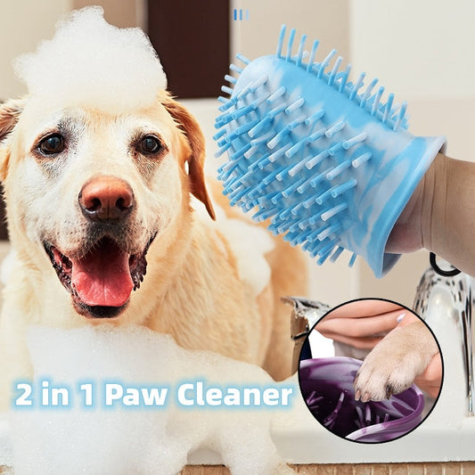 2 In 1 Dog Paw Cleaner Cup Soft Pet Dog Foot Cleaning Washer Brush Cup