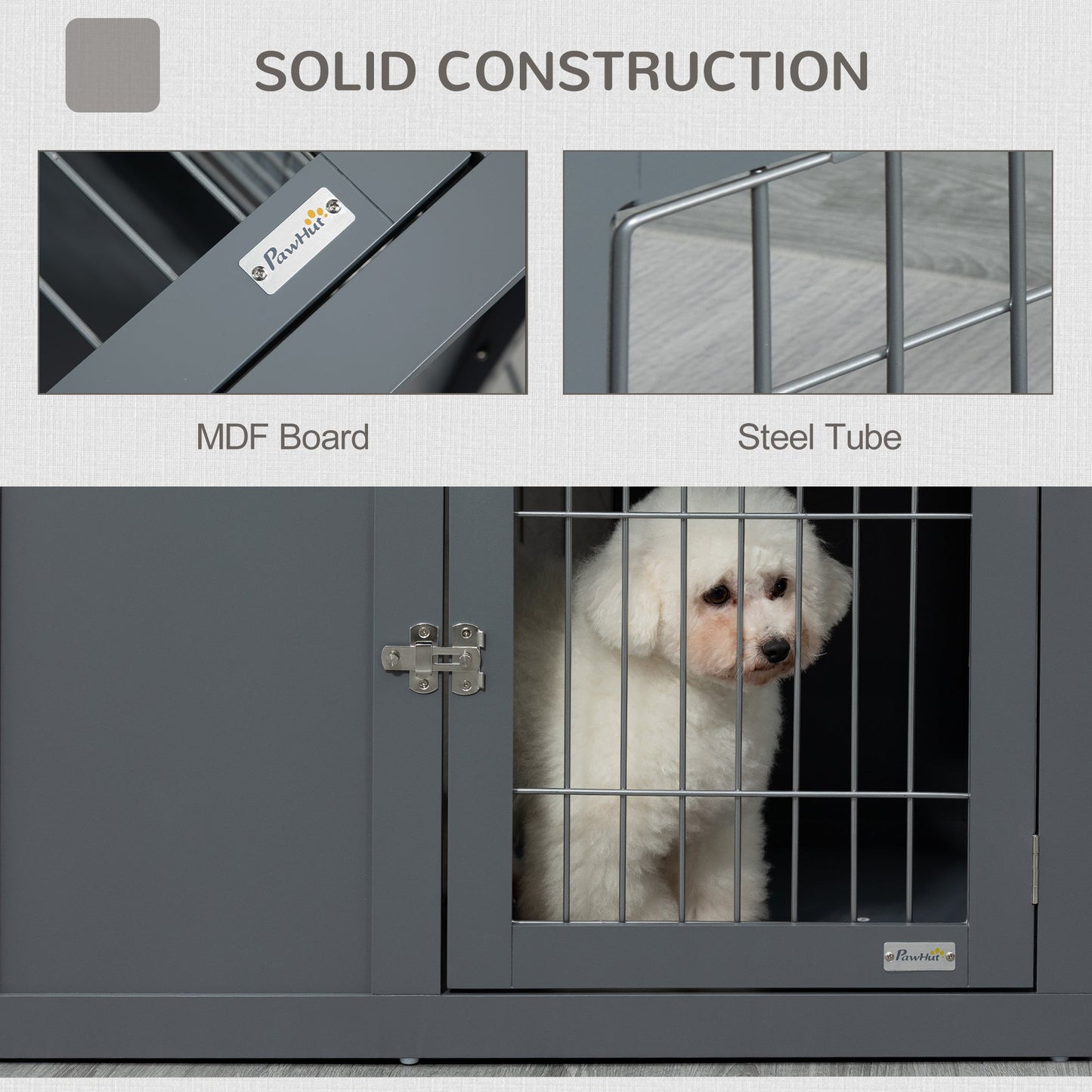 Dog Cage Furniture Metal Indoor Pet Cage Cage, Double Door End Table,